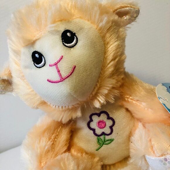 Fuzzy Friends Lamb w/ Flower Detail on Belly Soft Plush Toy 7 Inches Tall - Picture 5 of 5